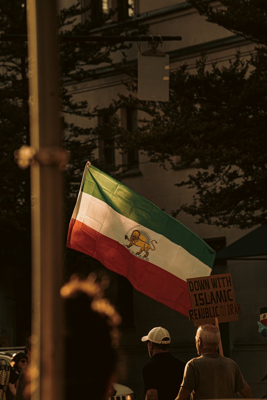 people protesting on city street