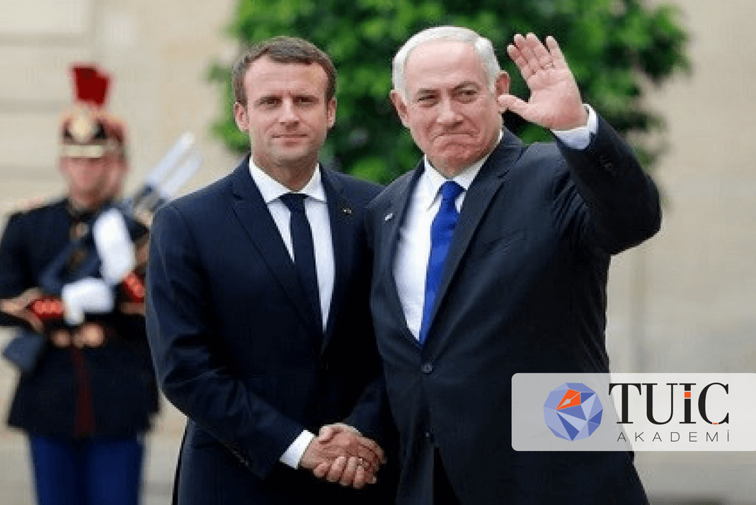 Fransa Cumhurbaşkanı Emmanuel Marcon, İsrail Başkanı Benyamin Netanyahu ile Görüştü